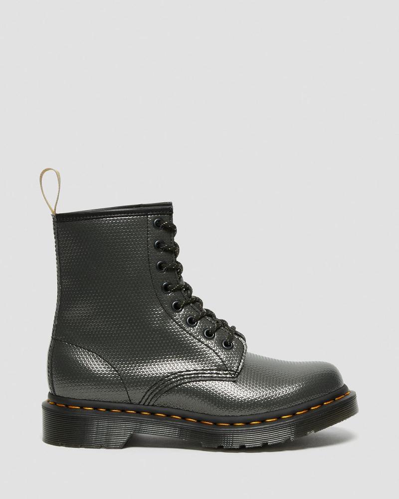 Dr Martens Vegan 1460 Metallic Emboss Veterlaarzen Dames Grijs | NL 555RVD